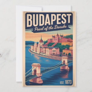 Cartão De Festividades Budapeste Hungria Paisagem Urbana Retrô Viagem