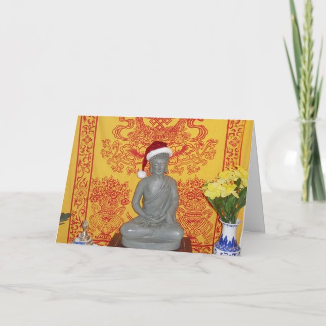 Cartão De Festividades Buddha Santa Holiday Card (Frente)