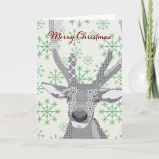 Cartão De Festividades Buddy Elk Green Snowflakes Christmas Card