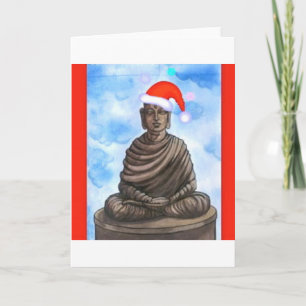 Cartão De Festividades Budismo - Buda - Feliz Chapéu de Natal