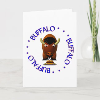 Cartão De Festividades Búfalo Fofo com Carne em Weck e Asas de Búfalo