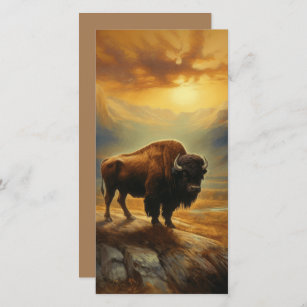 Cartão De Festividades Buffalo Bison Sunset Silhouette