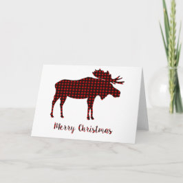 Cartão De Festividades Buffalo Plaid Reindeer Merry Christmas Typography