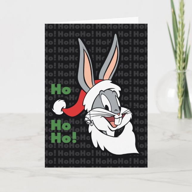 Cartão De Festividades BUGS BUNNY™ Santa "Ho Ho Ho!" (Frente)