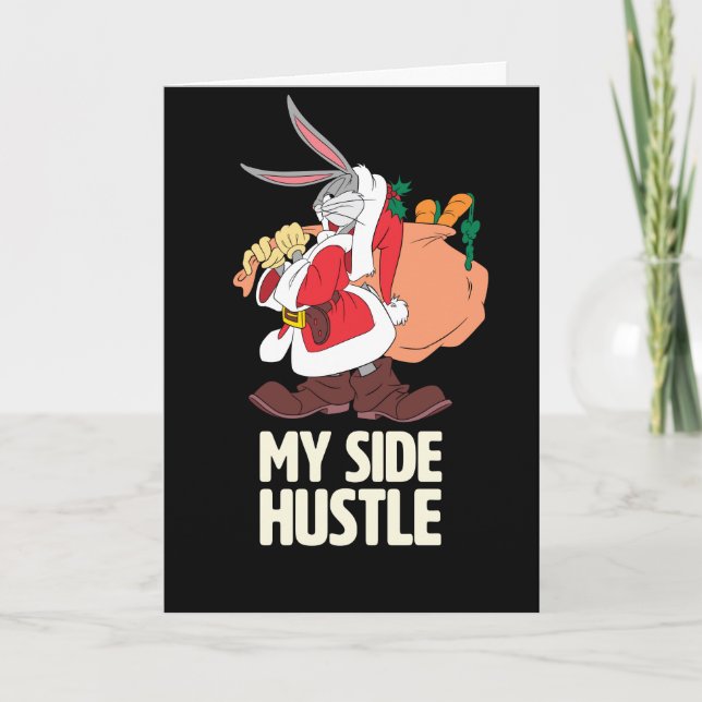 Cartão De Festividades BUGS BUNNY™ Santa "My Side Hustle" (Frente)