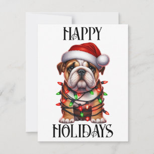 Cartão De Festividades Buldogue de Natal Fofo