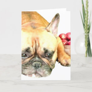 Cartão De Festividades Buldogue Francês de Natal