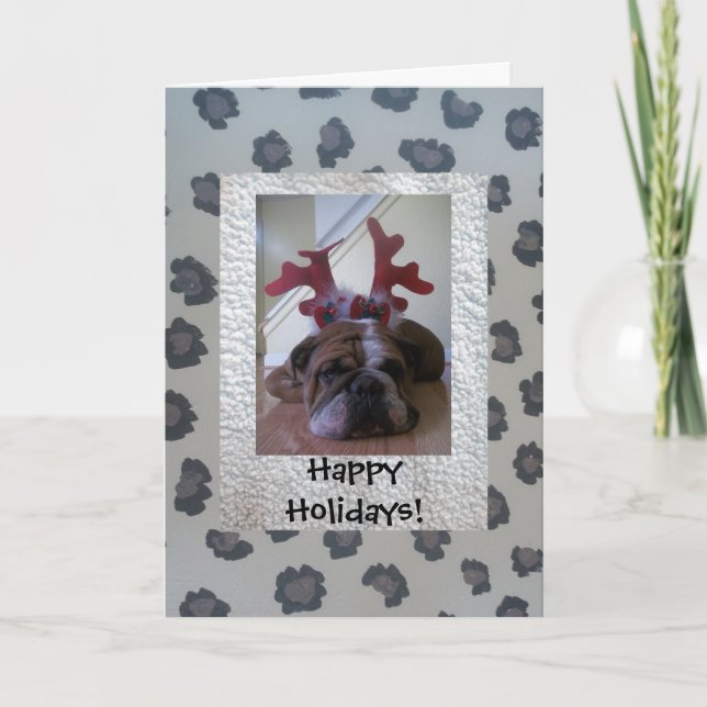 Cartão De Festividades Buldogue inglês como rener Happy Holiday card (Frente)