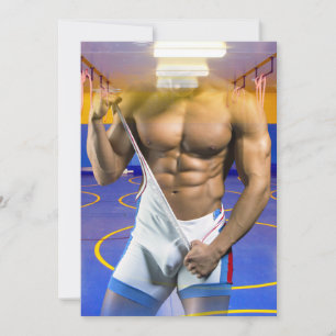 Cartão De Festividades Bulge de homem musculoso do SlipperyJoe's de seis
