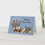 Cartão De Festividades Bulldog Chanukah Card Menorah Dreidel2<br><div class="desc">Remembering family and friends during the Chanukah season is a wonderful way to keep in touch with the people you love and care about. I created these dog Chanukah cards with love and care and I am sure anyone who loves dogs will be delighted to receive them. You do have...</div>