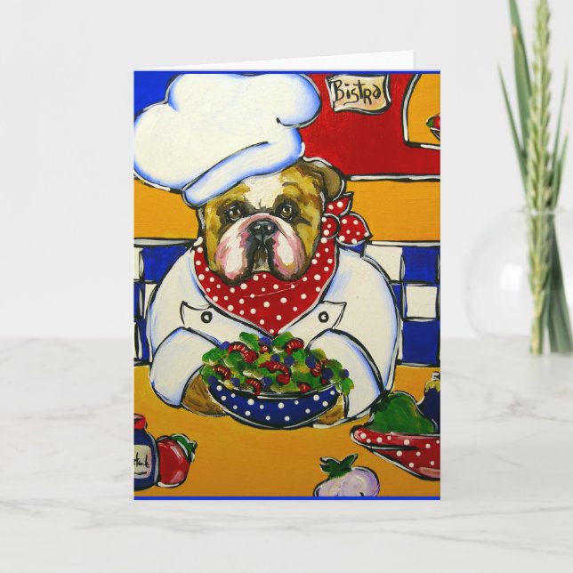 Cartão De Festividades Bulldog Chef (Frente)