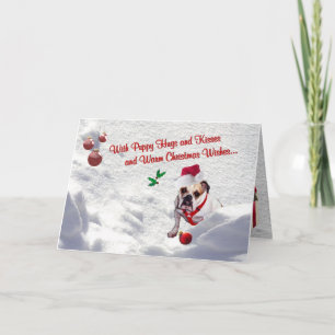 Cartão De Festividades Bulldog Christmas Snow Scene Wishes Greeting Card