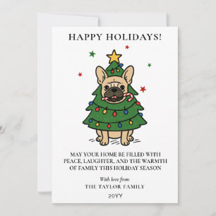 Cartão De Festividades Bulldog Francês Árvore de Natal Cachorro Frenchie