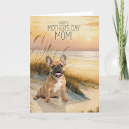 Cartão De Festividades Bulldog Francês Bege Sunset Beach Dia das Mães