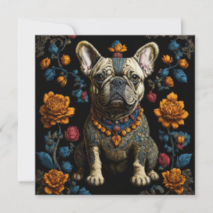 Cartão De Festividades Bulldog Francês do Folheto Mexicano