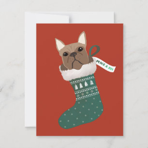 Cartão De Festividades Bulldog Francês em um Banheiro de Natal