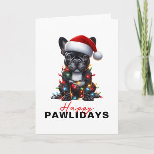 Cartão De Festividades Bulldog Francês Enroscado em Luzes de Natal Person