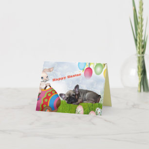 Cartão De Festividades Bulldog Francês Feliz Páscoa Bulldog Francês