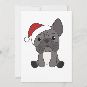 Cartão De Festividades Bulldog Francês Natal Neve Inverno Animais