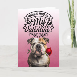 Cartão De Festividades Bulldog Inglês com rosa Dia dos Namorados personal