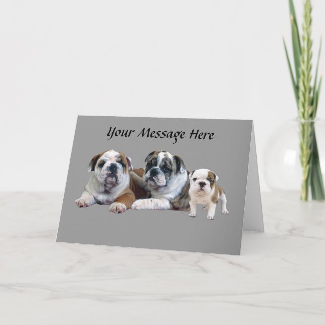 Cartão De Festividades Bulldog Trio Greeting Card (Frente)