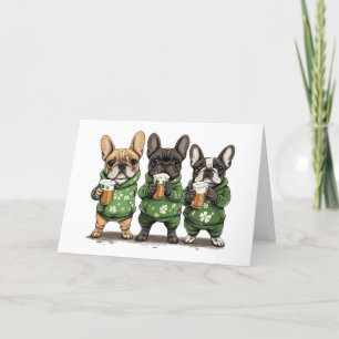 Cartão De Festividades Bulldogs franceses do dia de São Patrício