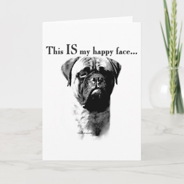 Cartão De Festividades Bullmastiff Happy Face (Frente)