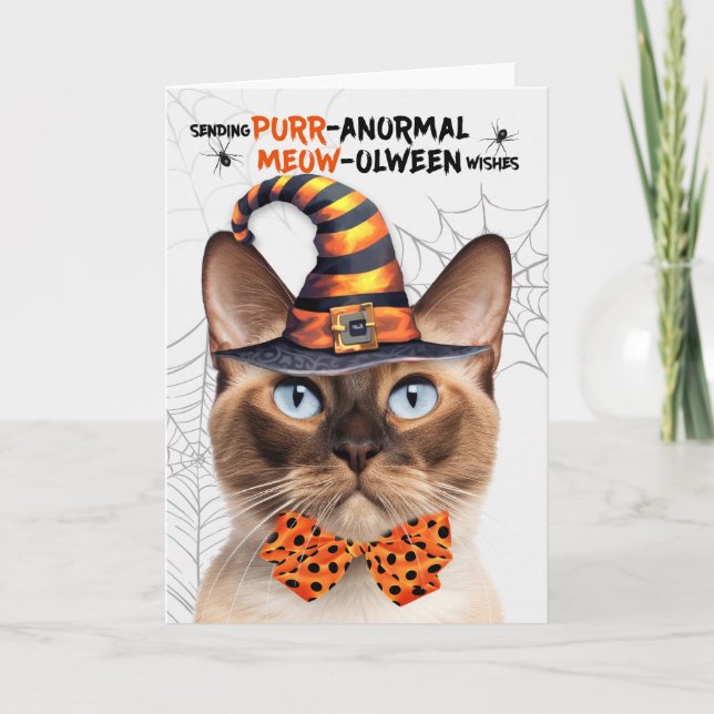 Cartão De Festividades Bumese Halloween Cat PURRanormal MEOWolbetween (Frente)