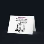 Cartão De Festividades Bunco - Funny Dilema<br><div class="desc">Funny Bunco Dilema features a retro style graphic woman holding a Bunco score card. She is asking "Does it get harder to count after a few glasses of wine? Or is it just me?". Great gift to give as a Bunco prize or gift. Great hostess gift. Fun Bunco Birthday, Bunco...</div>