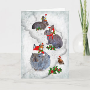 Cartão De Festividades Bunnies' Christmas Party Card (Enter Own Message)
