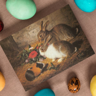 Cartão De Festividades Bunnies e Guiné Pig