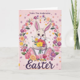 Cartão De Festividades  Bunny Bouquet Easter Holiday personalized card