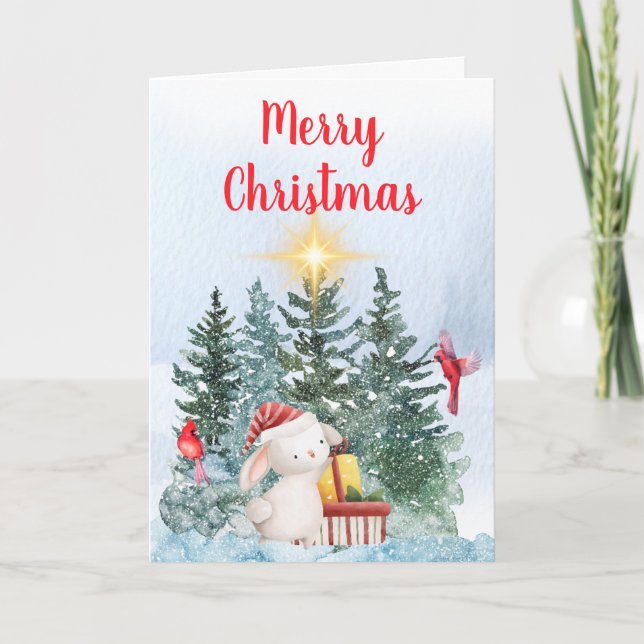 Cartão De Festividades Bunny & Cardinals (Frente)