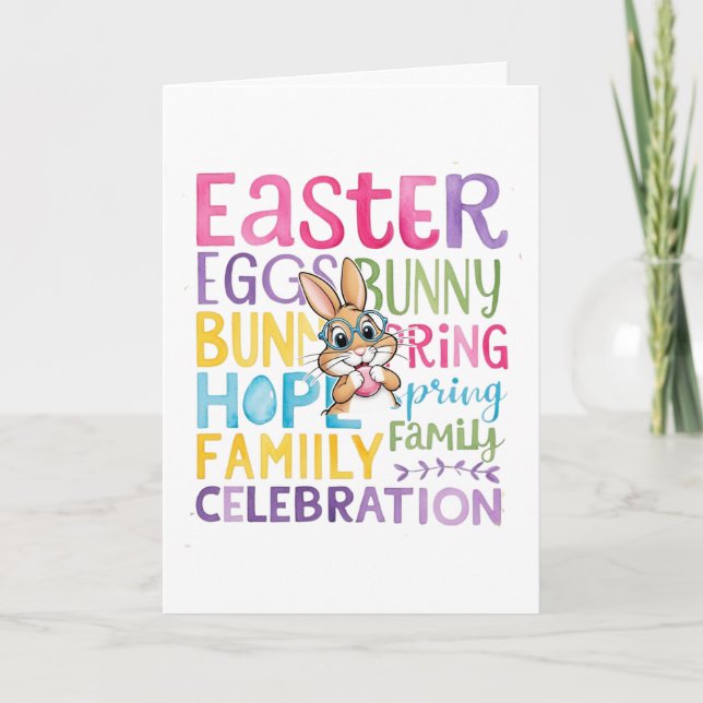 Cartão De Festividades Bunny Easter Card , Personalized Easter funnyBunny (Frente)