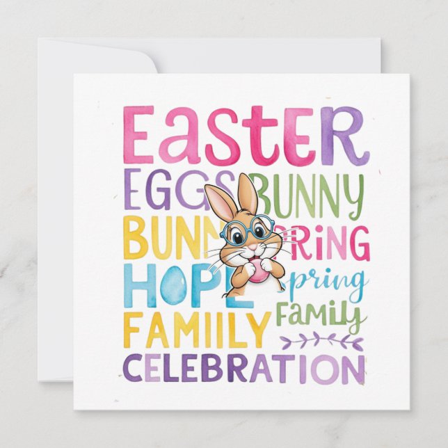Cartão De Festividades Bunny Easter Card , Personalized Easter funnyBunny (Frente)