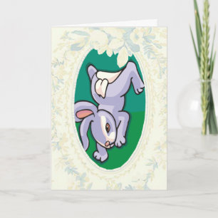 Cartão De Festividades Bunny Fazendo Uma Placa De Páscoa De Cabeça