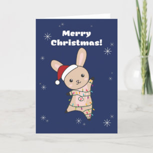 Cartão De Festividades Bunny Felry Natal Animais de inverno Coelhos Holod