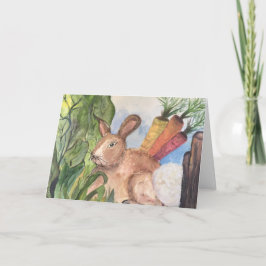 Cartão De Festividades Bunny in the garden greeting card.