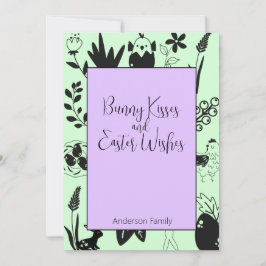 Cartão De Festividades Bunny Kisses e Páscoa desejam a família moderna ve