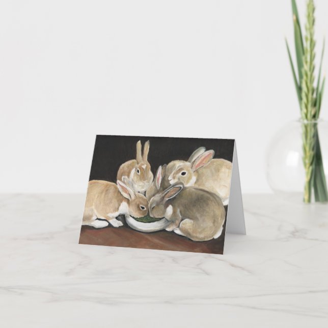 Cartão De Festividades Bunny Meal Time Art Note Card (Frente)