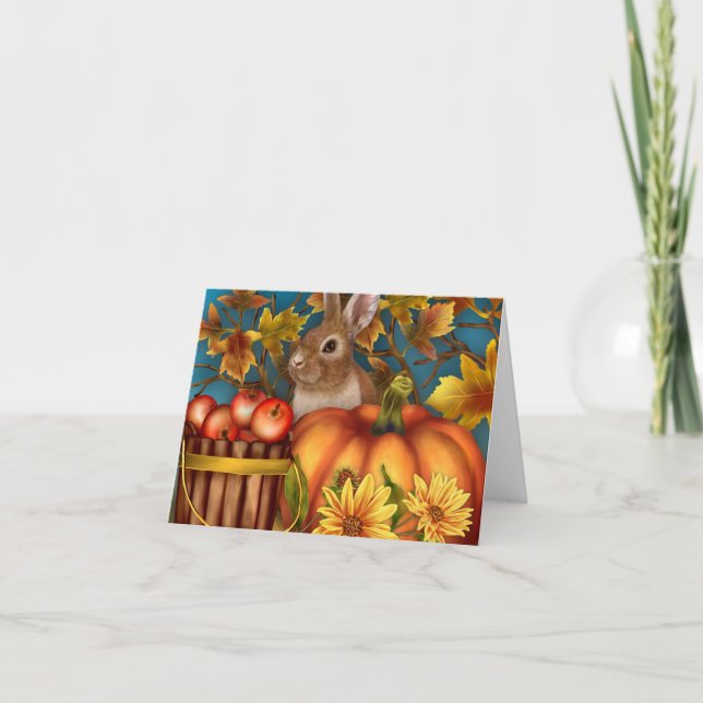Cartão De Festividades Bunny Rabbit Fall Notecard (Frente)