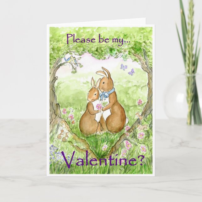 Cartão De Festividades 'Bunny Rabbits' Valentine Card (Frente)