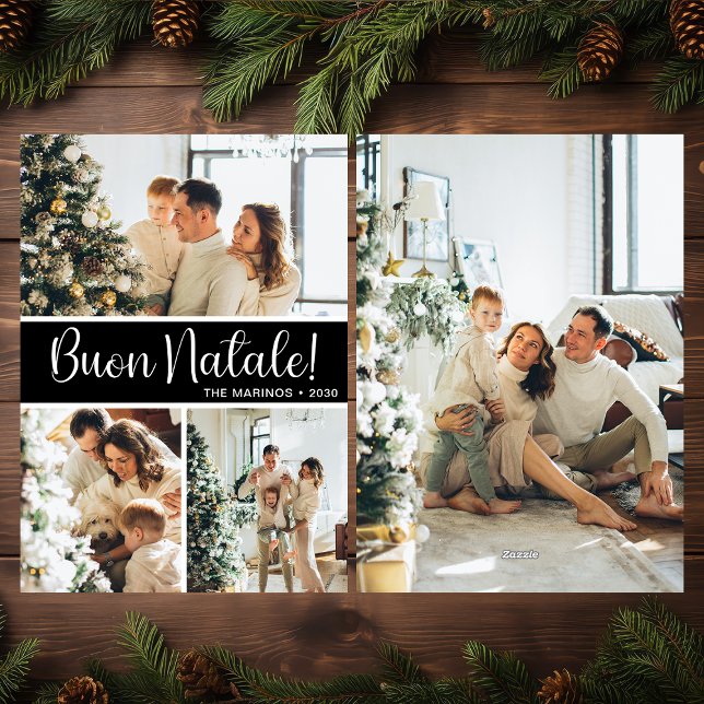 Cartão De Festividades Buon Natale 4 Photo Flat Holiday Card (Criador carregado)