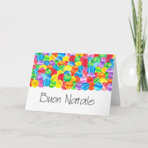 Cartão De Festividades Buon Natale, bolhas de Natal italianas, aquarela