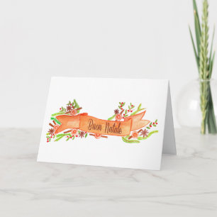 Cartão De Festividades Buon Natale, faixa de natal com aquarela