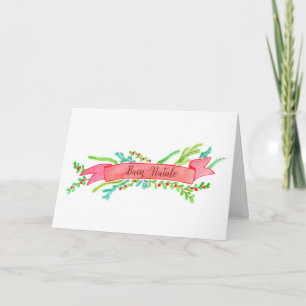 Cartão De Festividades Buon Natale, faixa de natal com aquarela