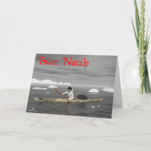 Cartão De Festividades Buon Natale - Inuit Kayak