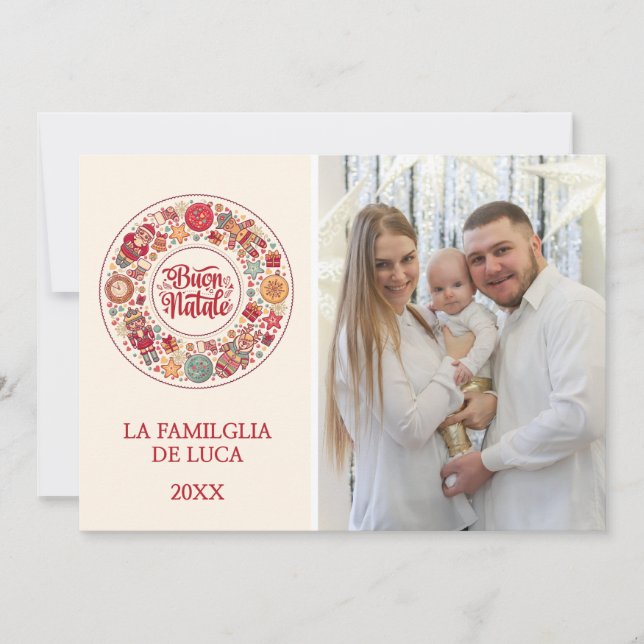 Cartão De Festividades Buon Natale Wreath (Frente)