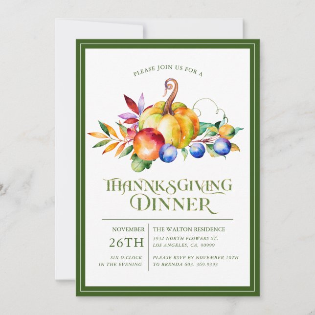 Cartão De Festividades Buquê de Colheita de Típicos de Ação de Graças (Frente)