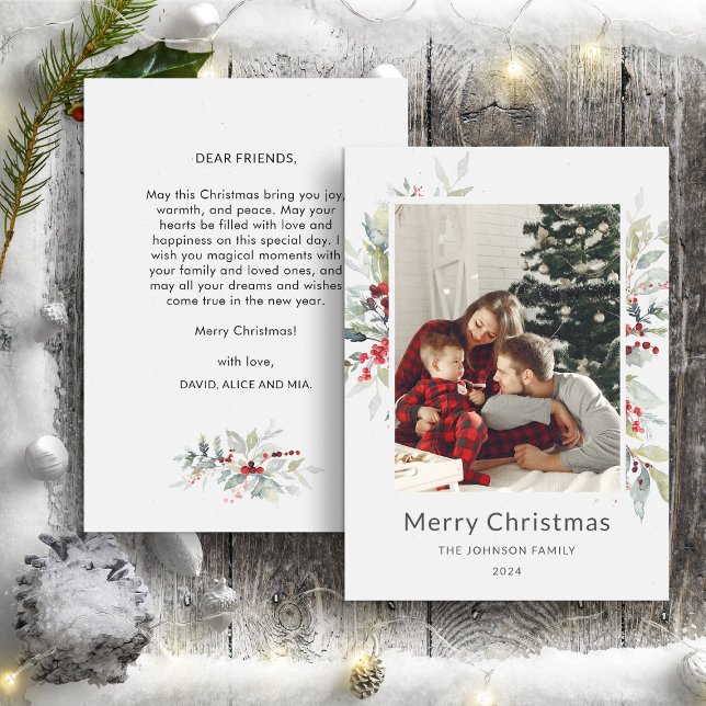 Cartão De Festividades Buquê de inverno de Natal das Berries Vermelhas -  (Criador carregado)